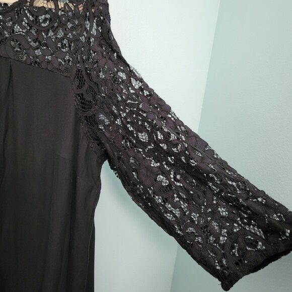 NWT OLD NAVY Dress Womens 3X Plus Size Black Lace Keyhole Back 3/4 Sleeve Shift - Picture 2 of 9